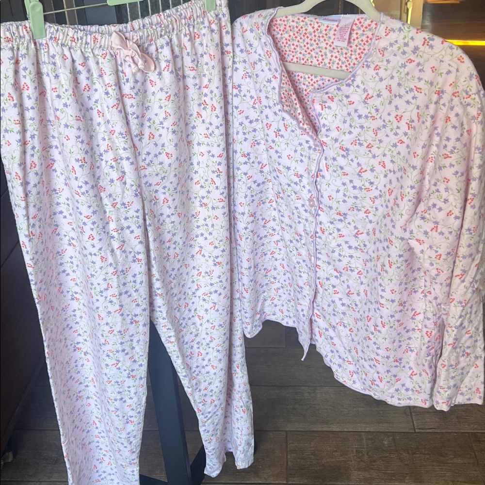Y2K Xhilaration Cotton Cozy Pajama Set Ditsy Floral Button Pink Vintage LG